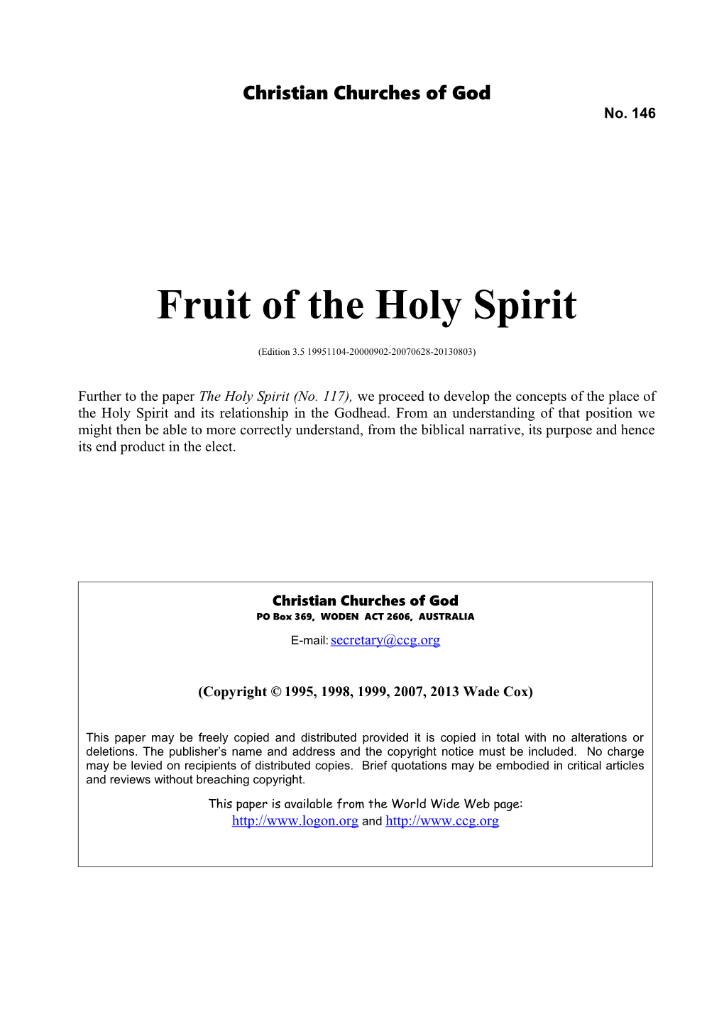 Fruit of the Holy Spirit (No. 146)