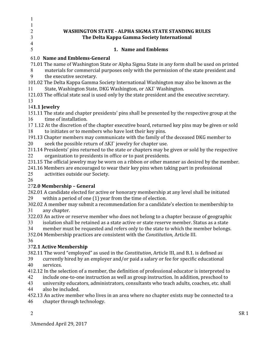 Proposed 2011 Standing Rules