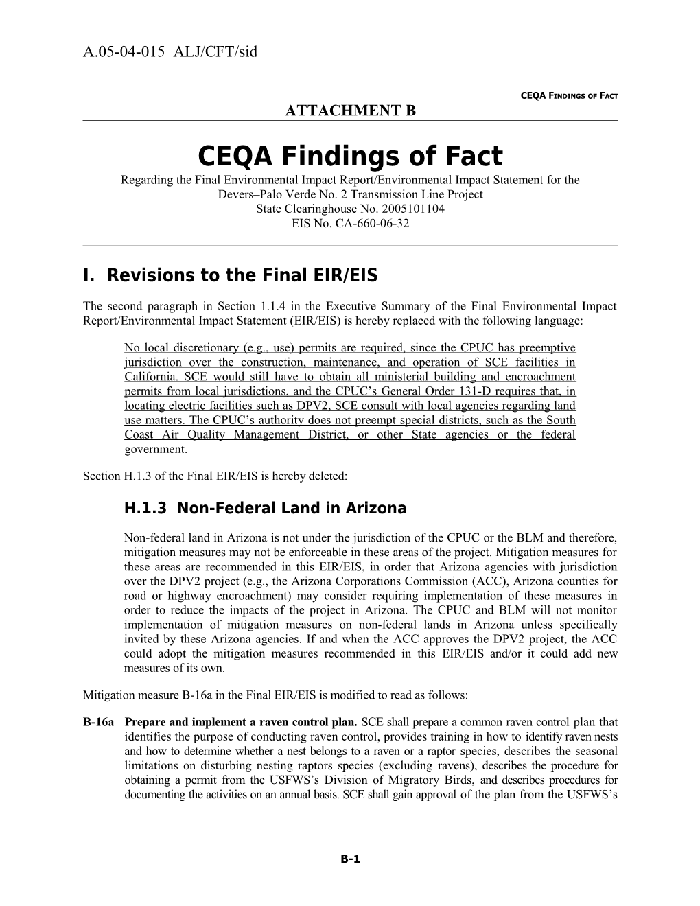 CEQA Findings of Fact