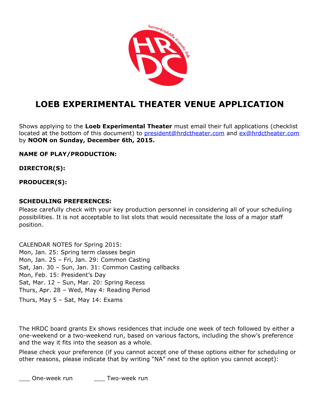 AGASSIZ THEATRE Final Application Form/ Spring 1999