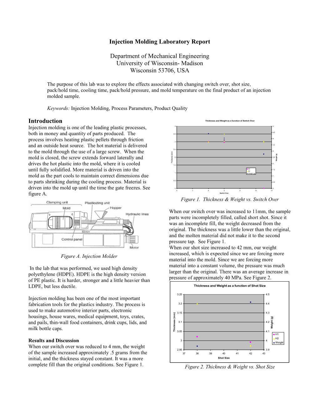 Injection Molding Laboratory Report