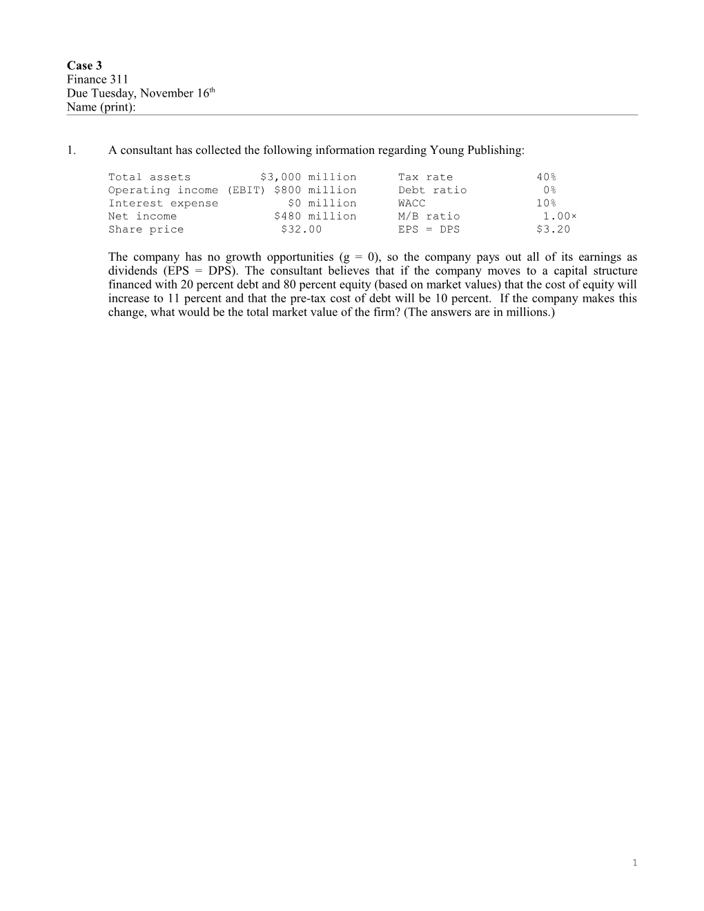 Capital Structure and Value of the Firm