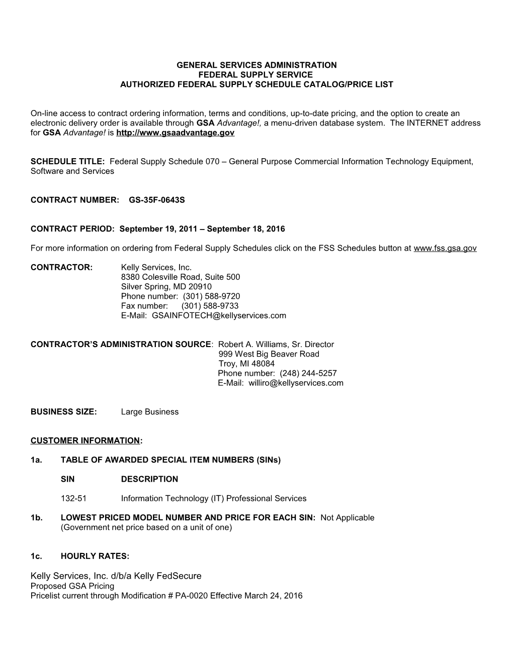 Standard Form 1449, Contract for Commercial Items (Cont D) Page 1A s6