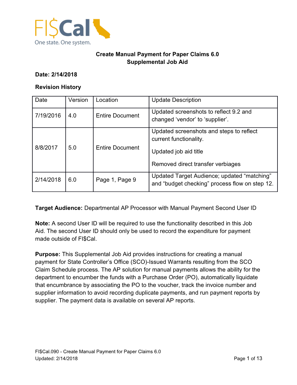 Create Manual Payment for Paper Claims 6.0 Supplemental Job Aid