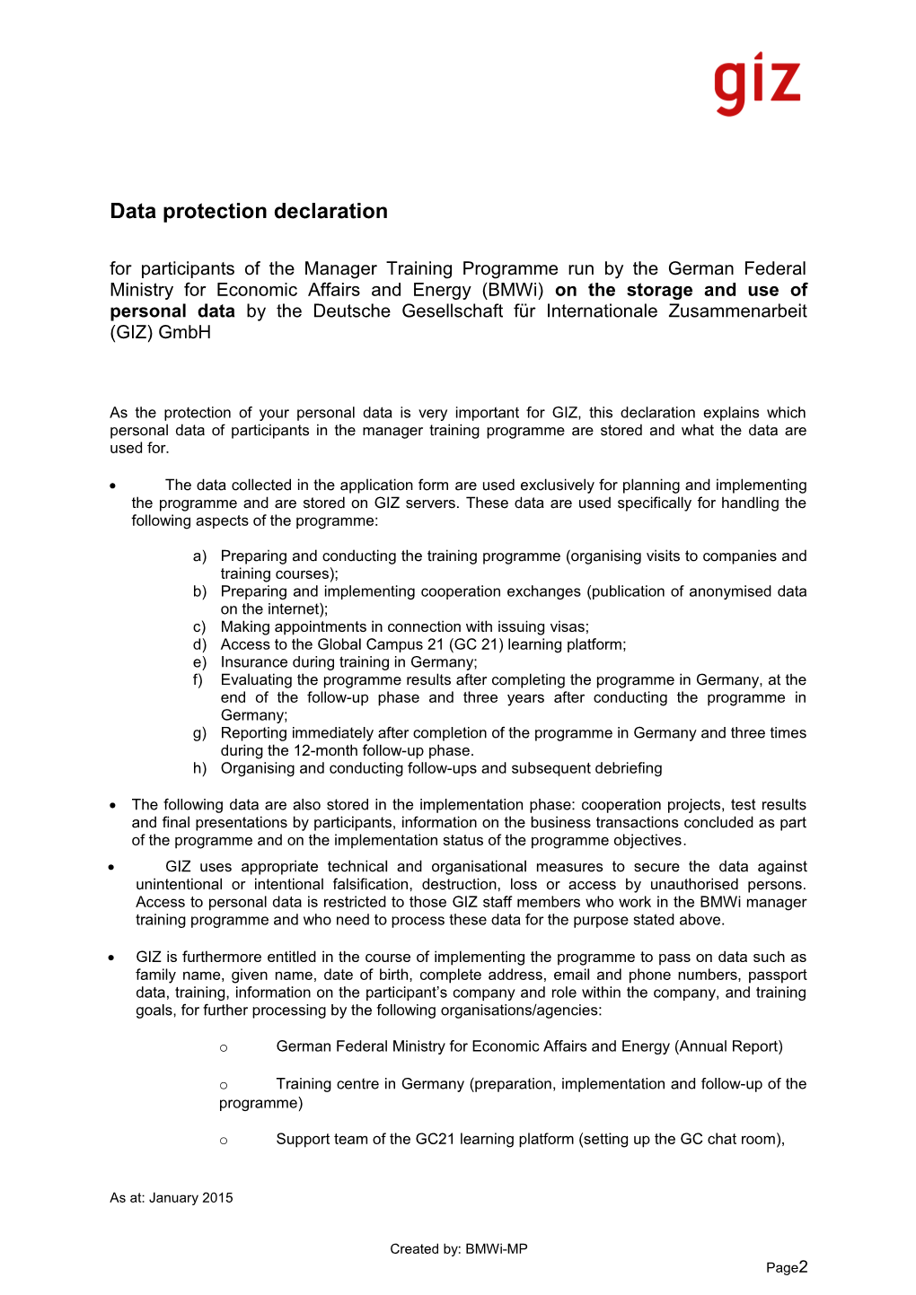Data Protection Declaration
