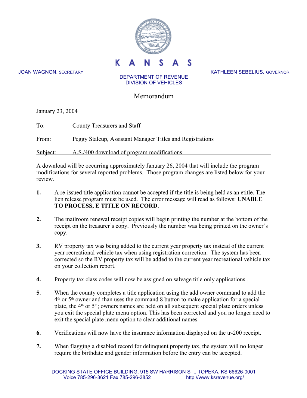 A.S./400 Download of Program Modifications