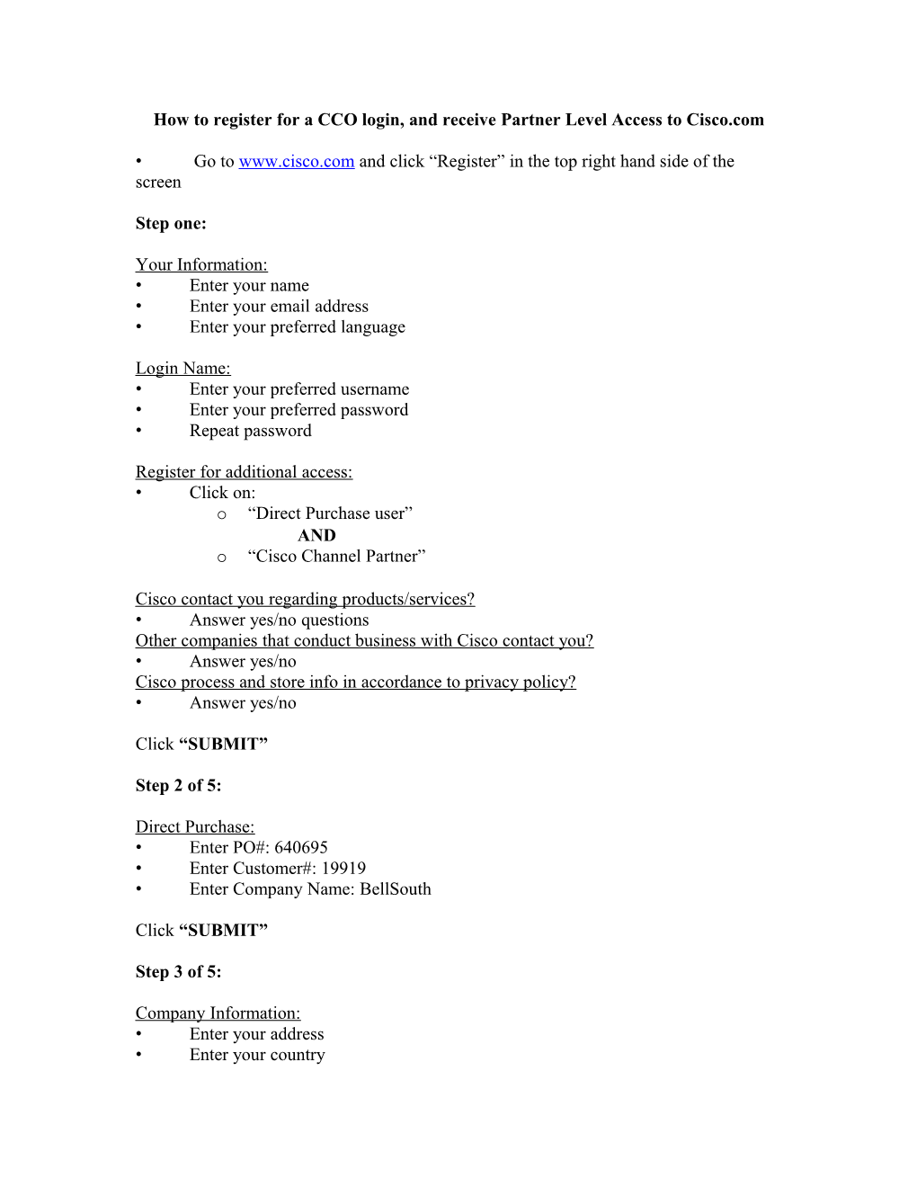 How to Register for a CCO Login, and Receive Partner Level Access to Cisco