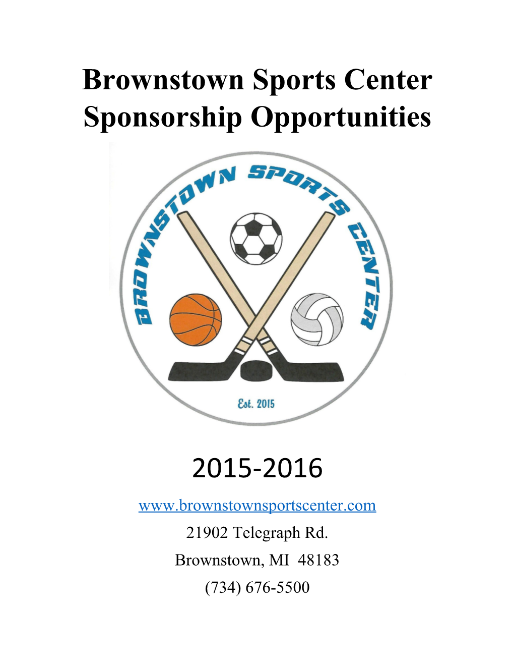 Brownstown Sports Center Sponsorship Opportunities