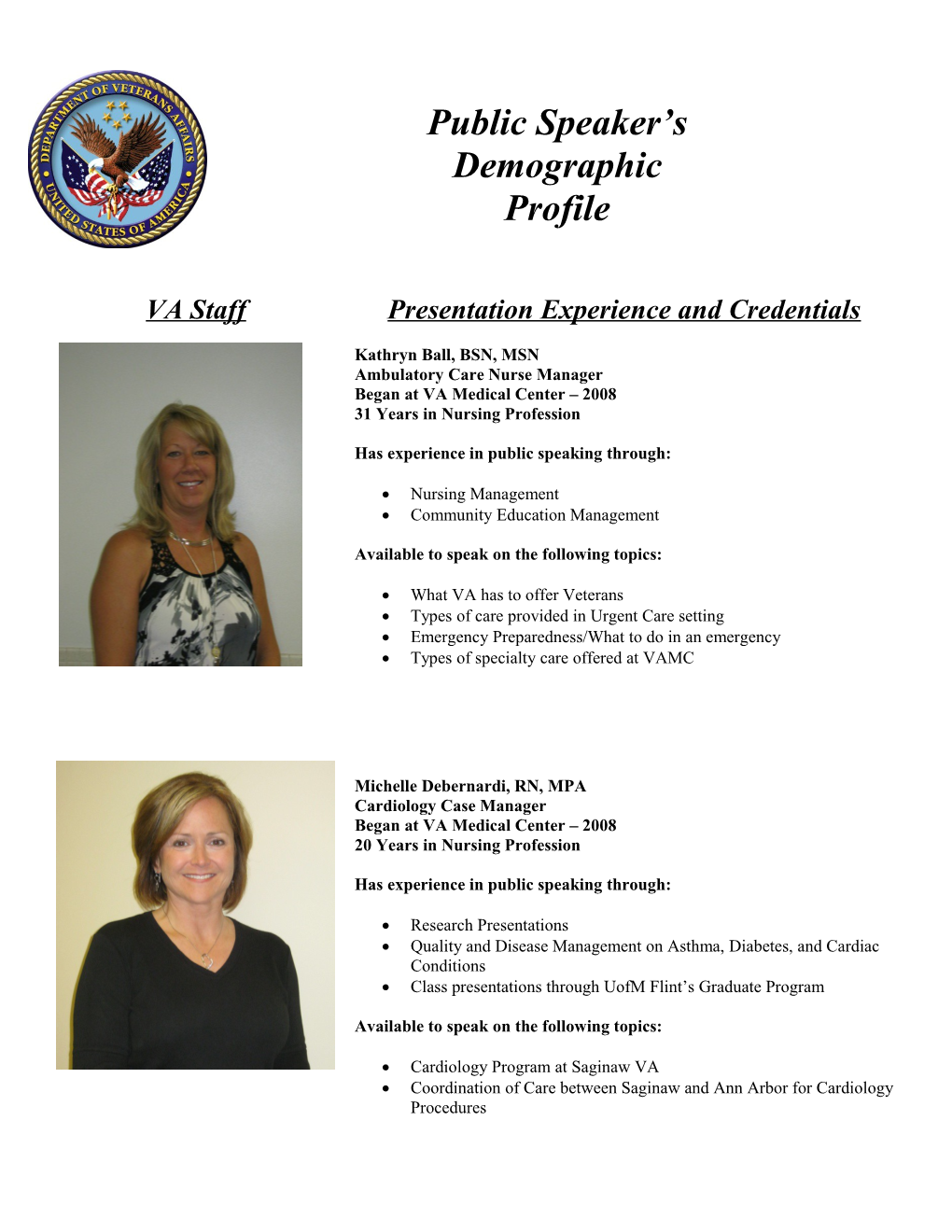 Presentation Experience and Credentials