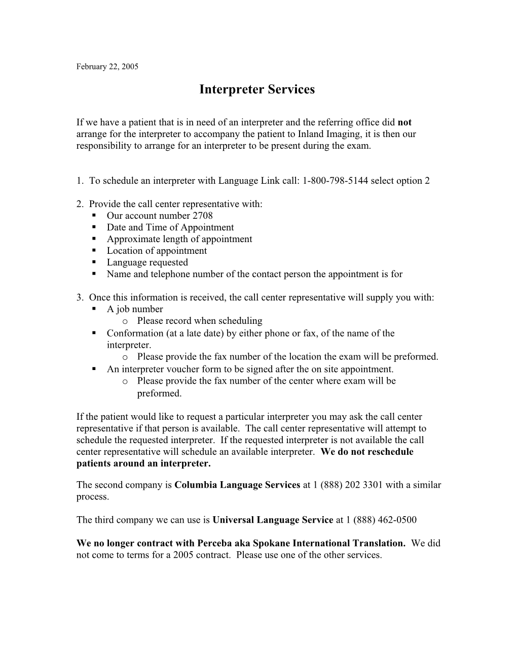 Interpreter Services for DSHS Patients