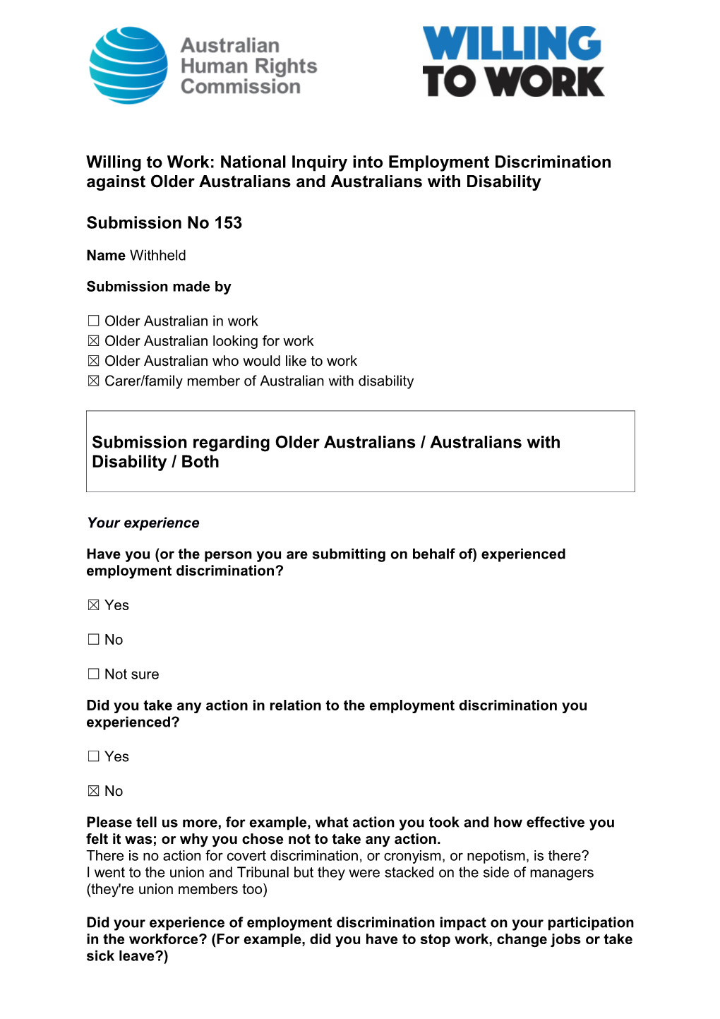 Willing to Work: National Inquiry Into Employment Discrimination Against Older Australians s4