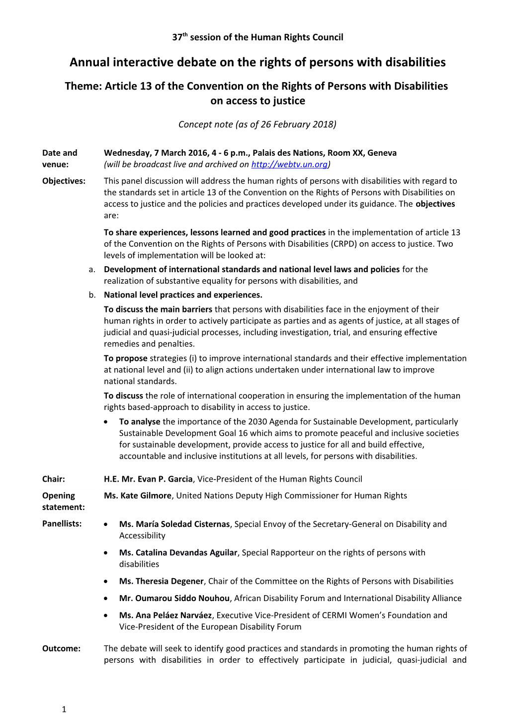 Annual Interactive Debate on the Rights of Persons with Disabilities in English