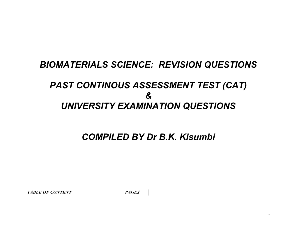 Supplementary Examinations for the Degree of Bachelor of Dental Surgery