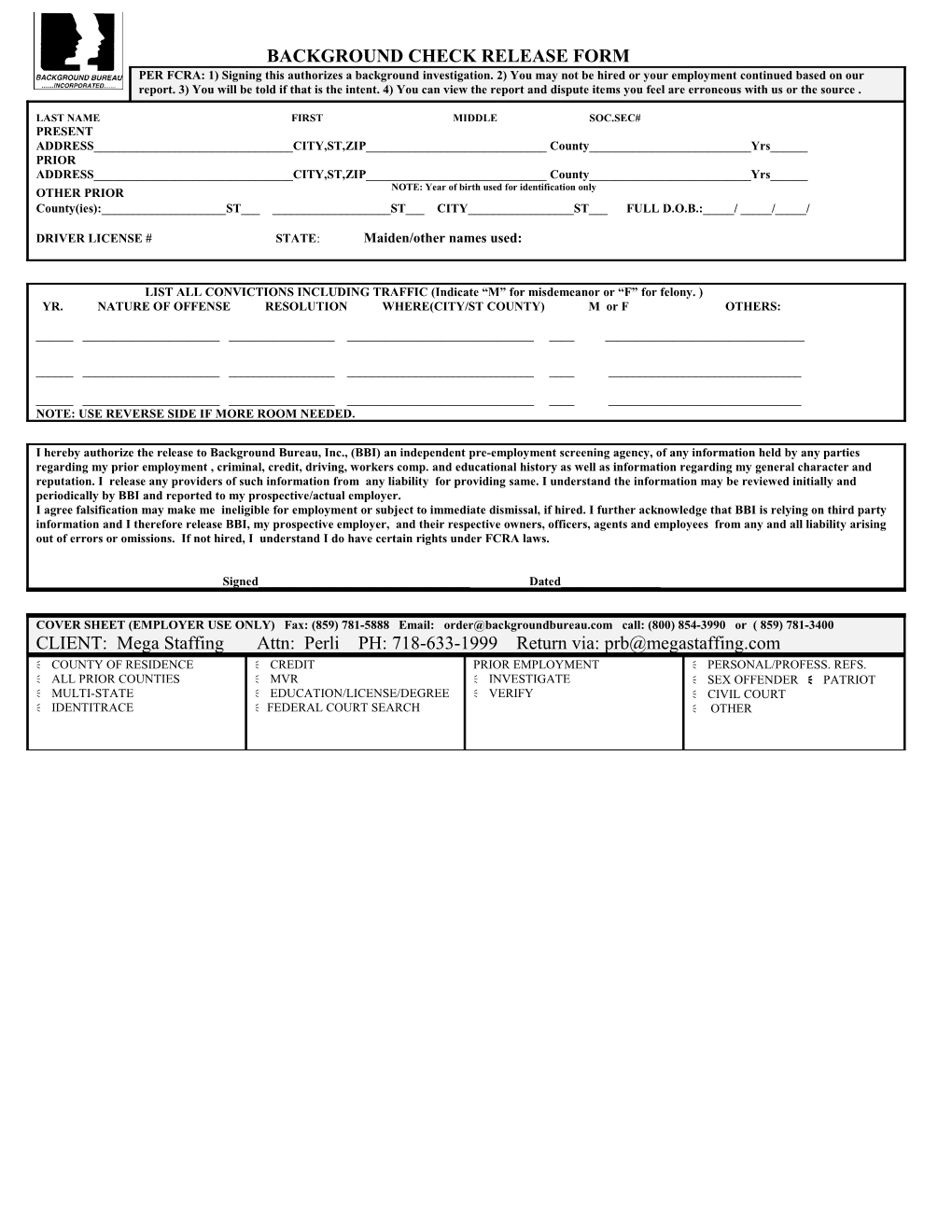 Background Check Release Form