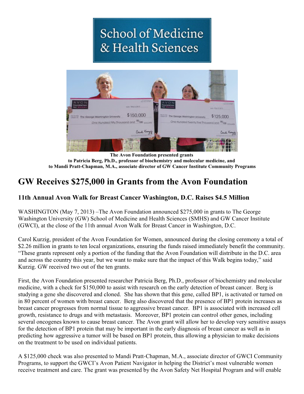 The Avon Foundation Presented Grants