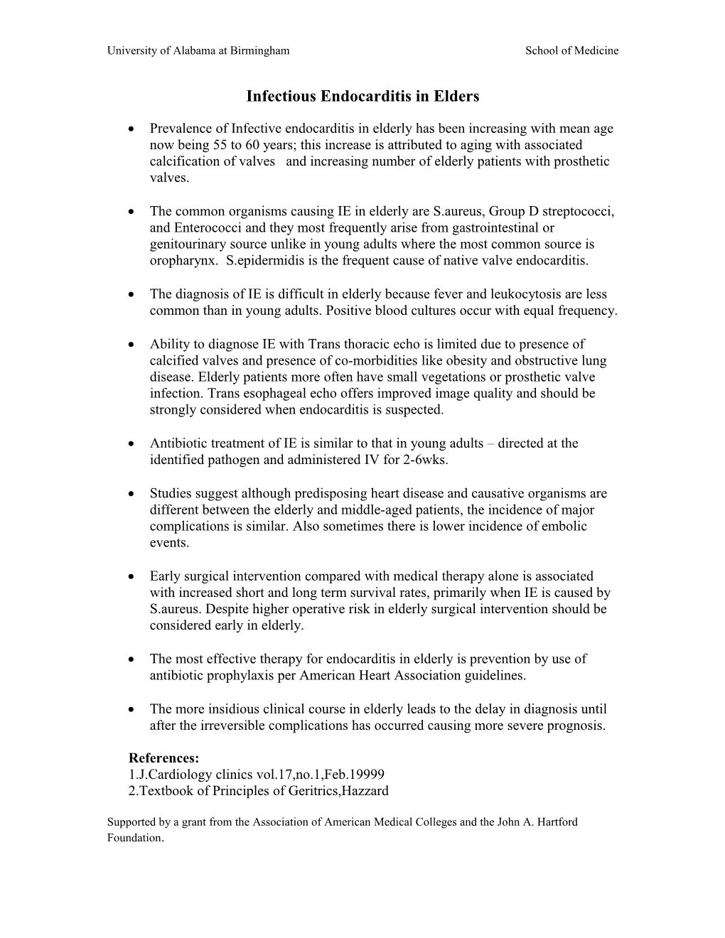 Infective Endocarditis in Elderly