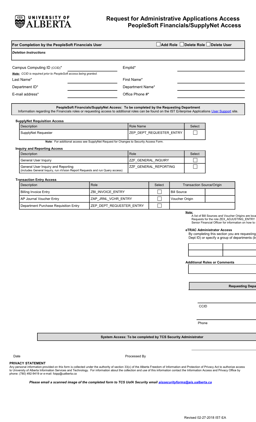 Peoplesoft Financials Securirty Access Request s2