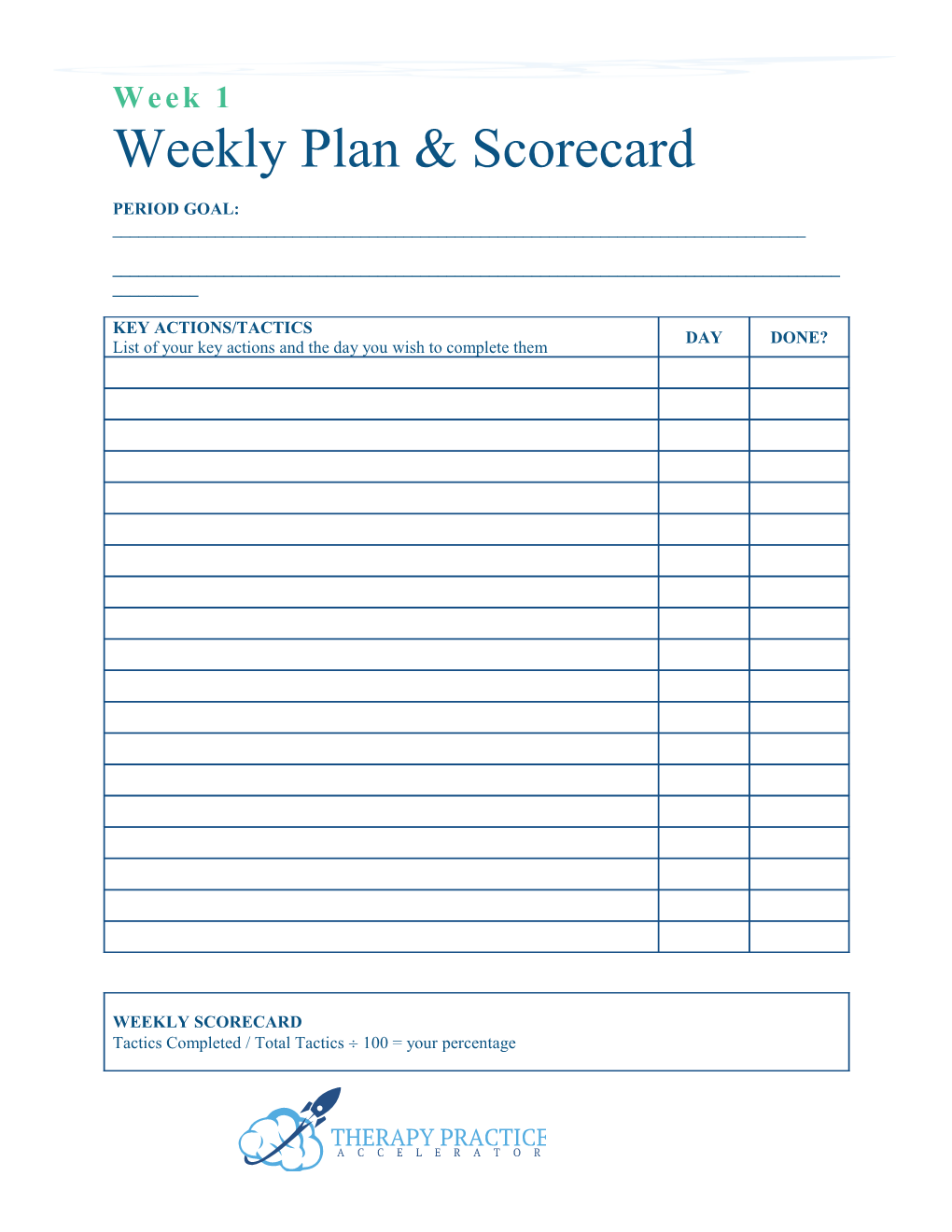 Weekly Plan & Scorecard