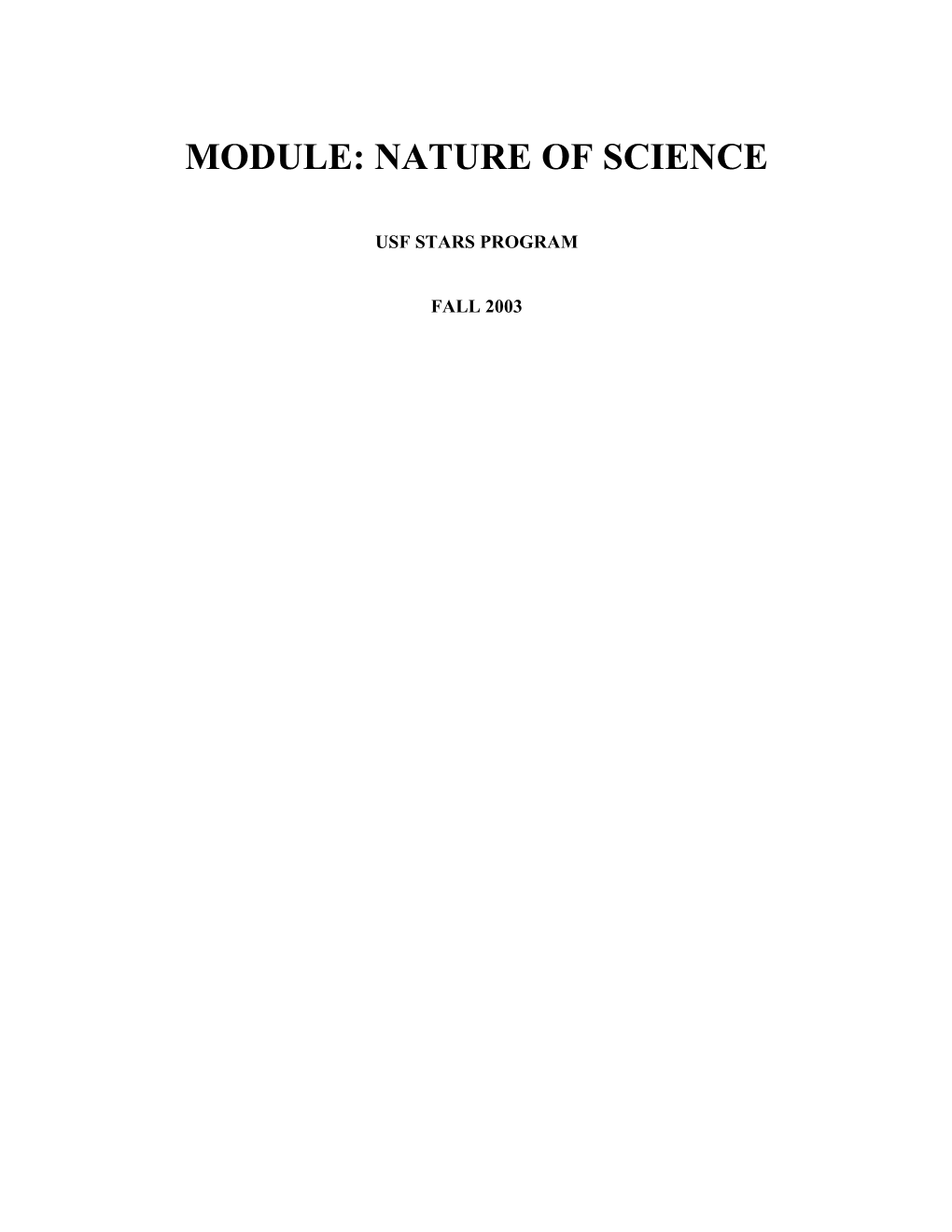 Module: Nature of Science