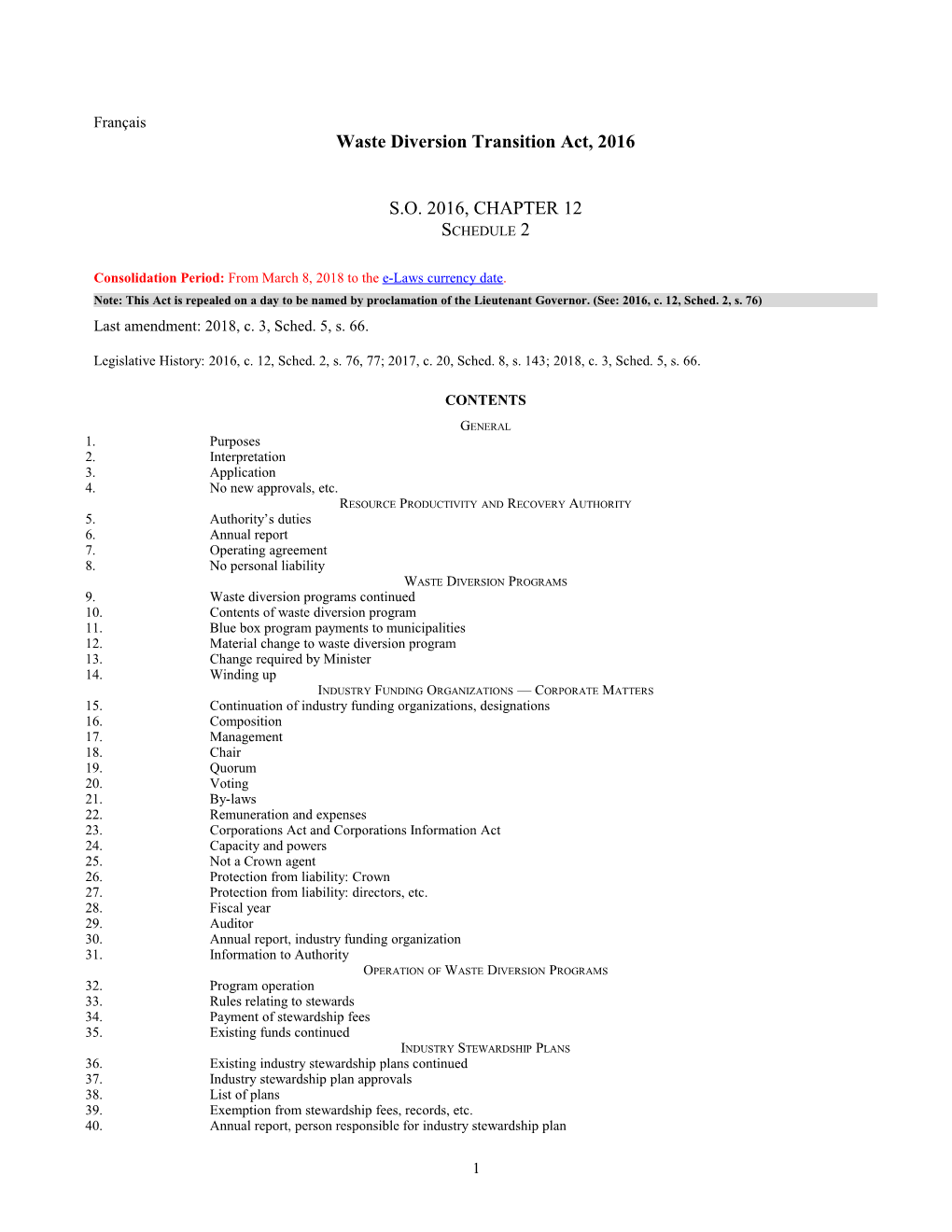 Waste Diversion Transition Act, 2016, S.O. 2016, C. 12, Sched. 2