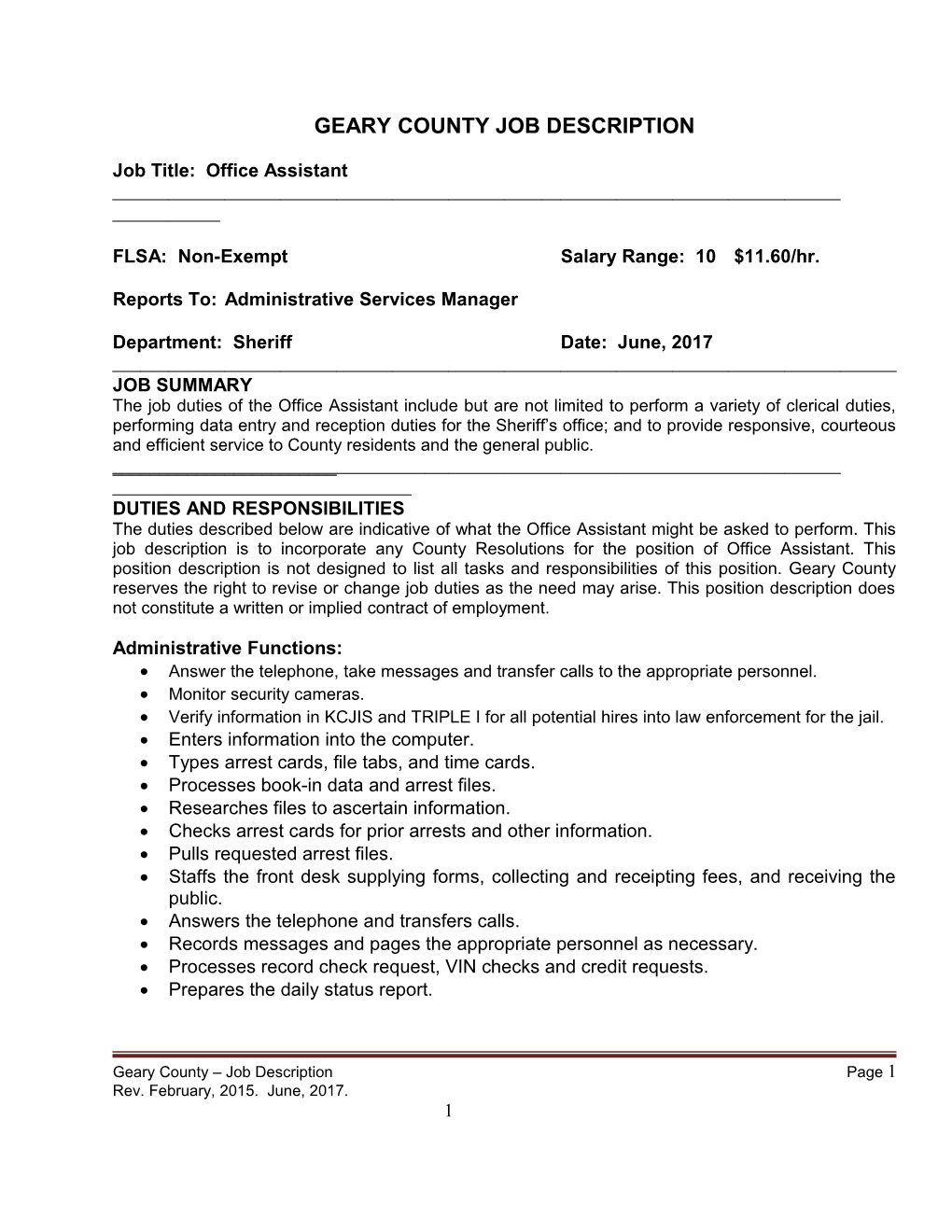 Geary County Job Description s1