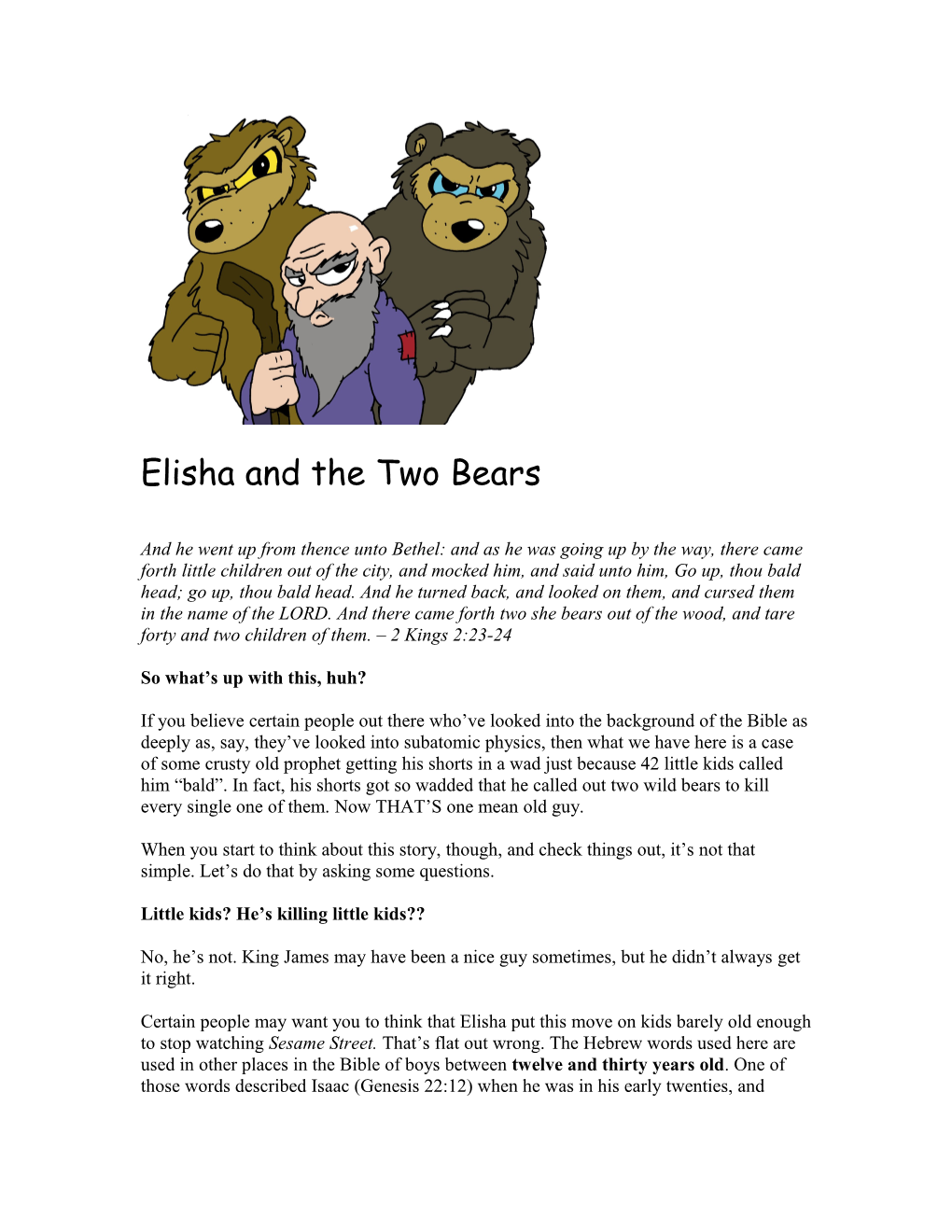 Elisha and the Two Bears