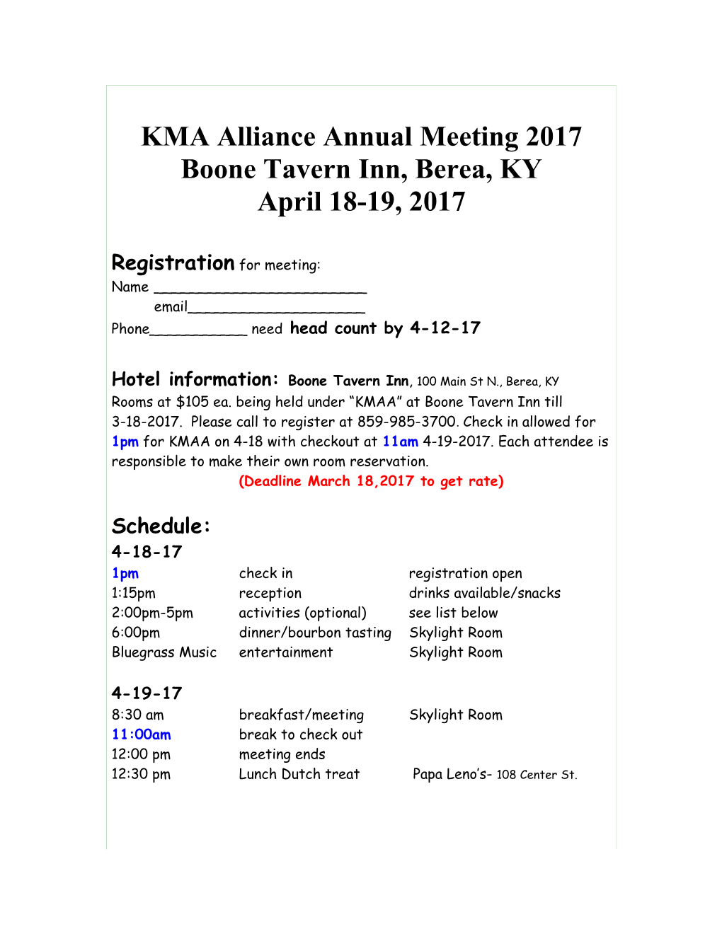 KMA Alliance Annual Meeting 2017