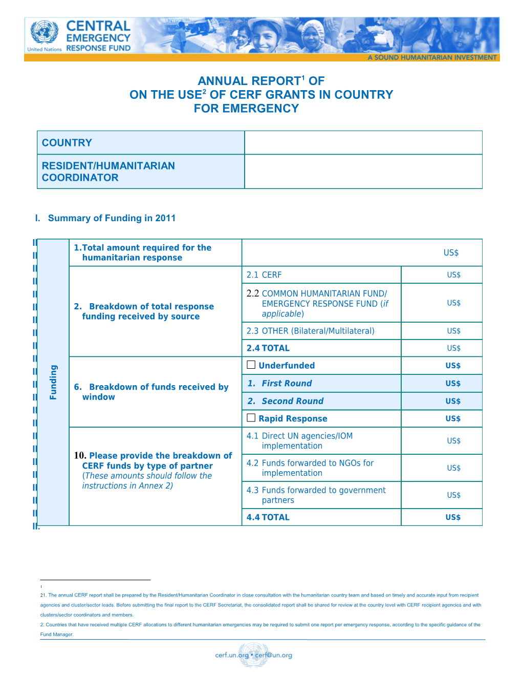 CERF Annual RC/HC Reporting Template 2012
