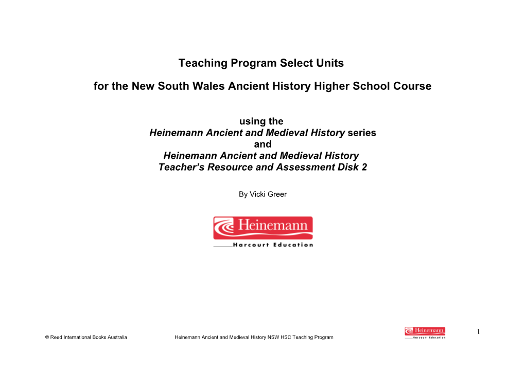 For the New South Wales Ancient History Higher School Course