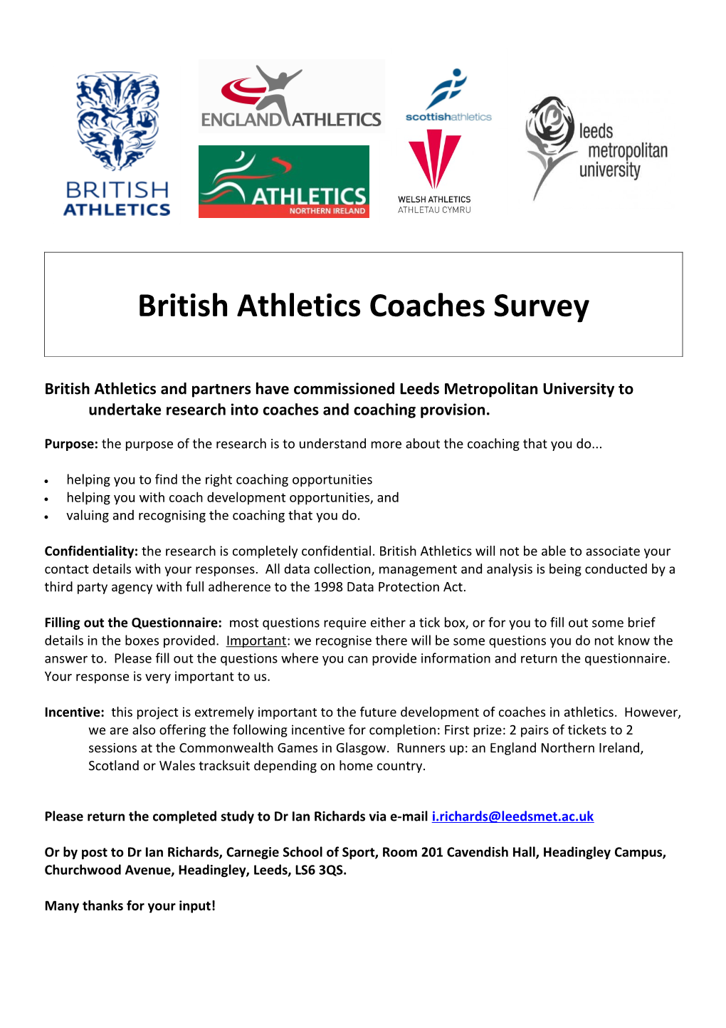 British Athletics Coaches Survey