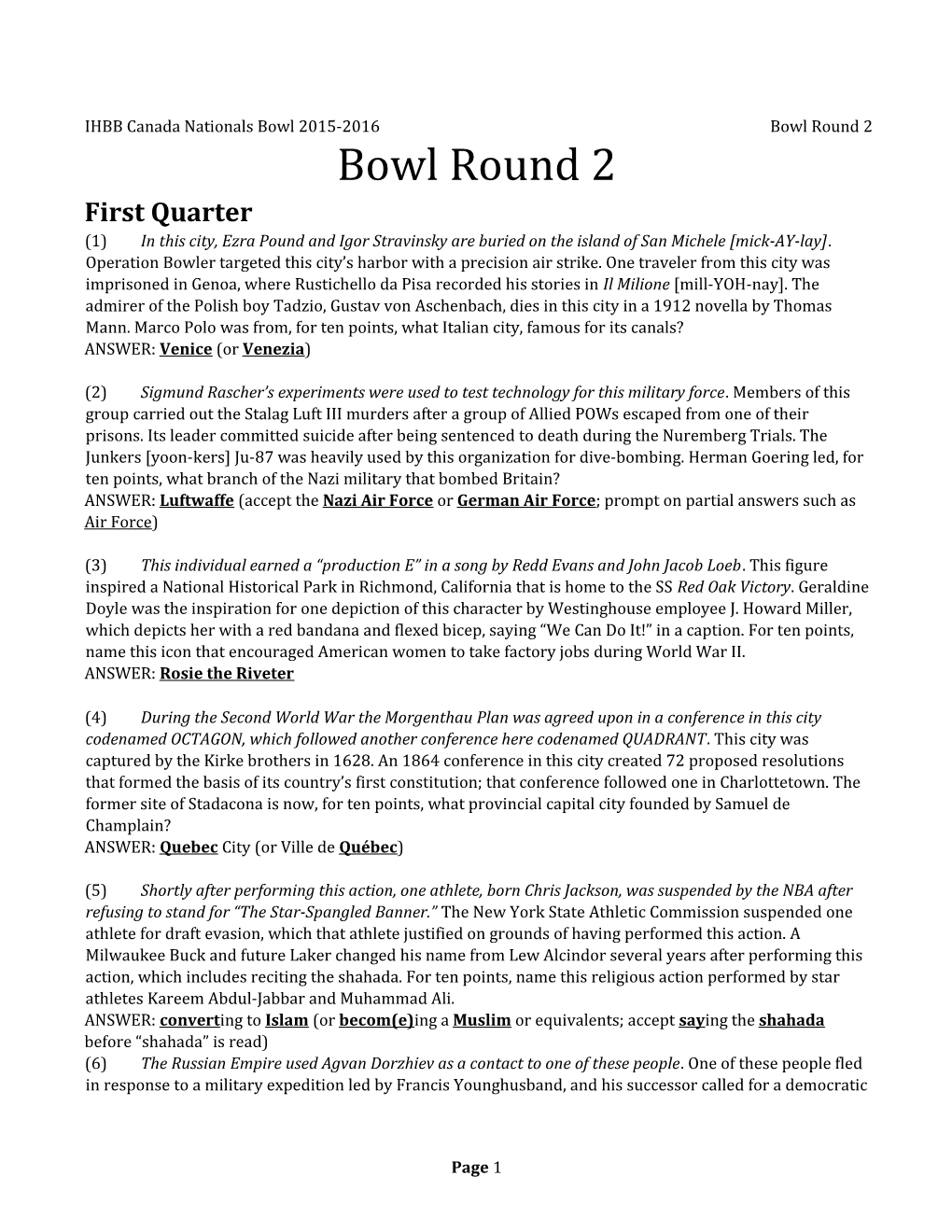 IHBB Canada Nationals Bowl 2015-2016 Bowl Round 2