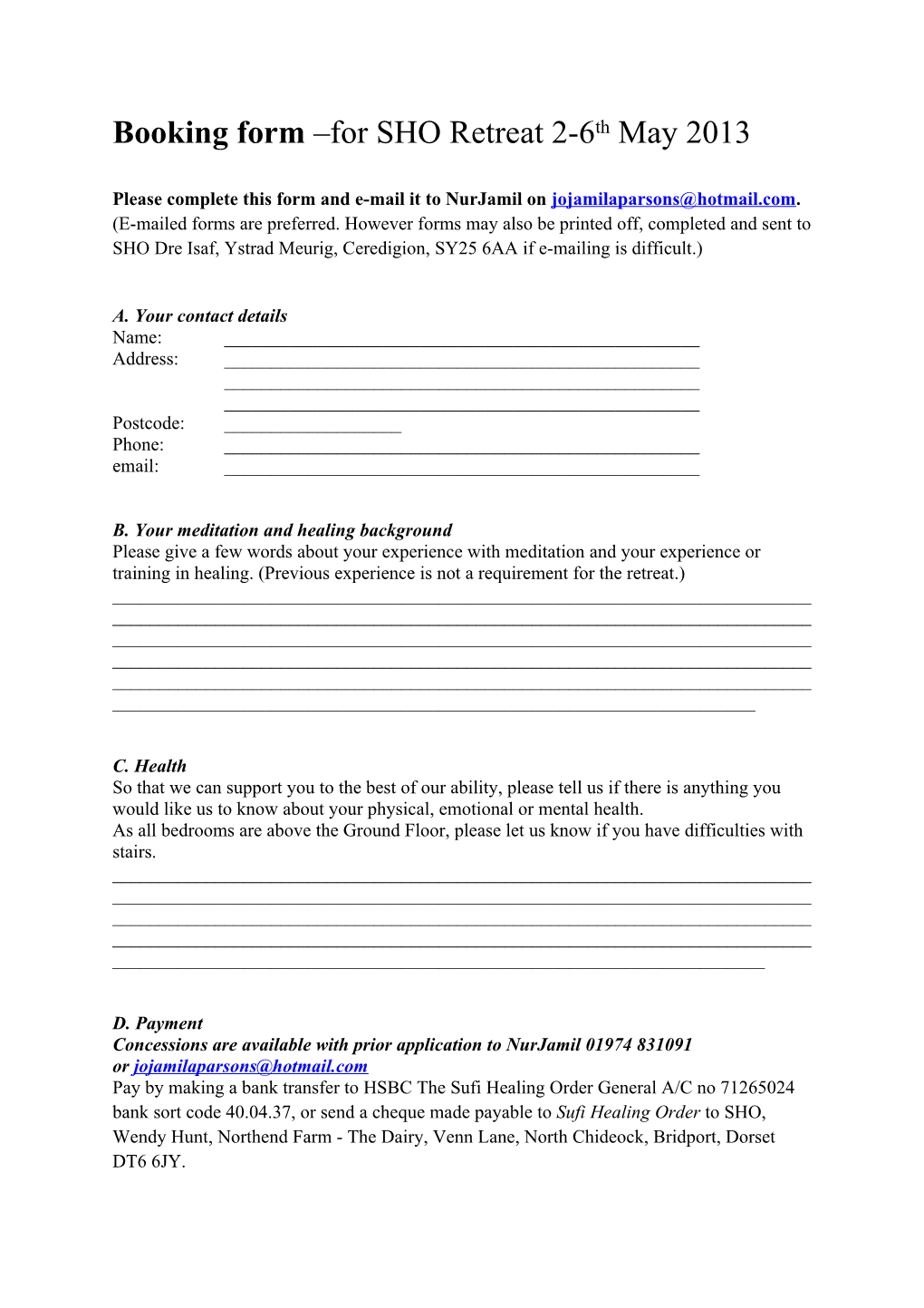 Please Complete This Form and E-Mail It to Nurjamil on