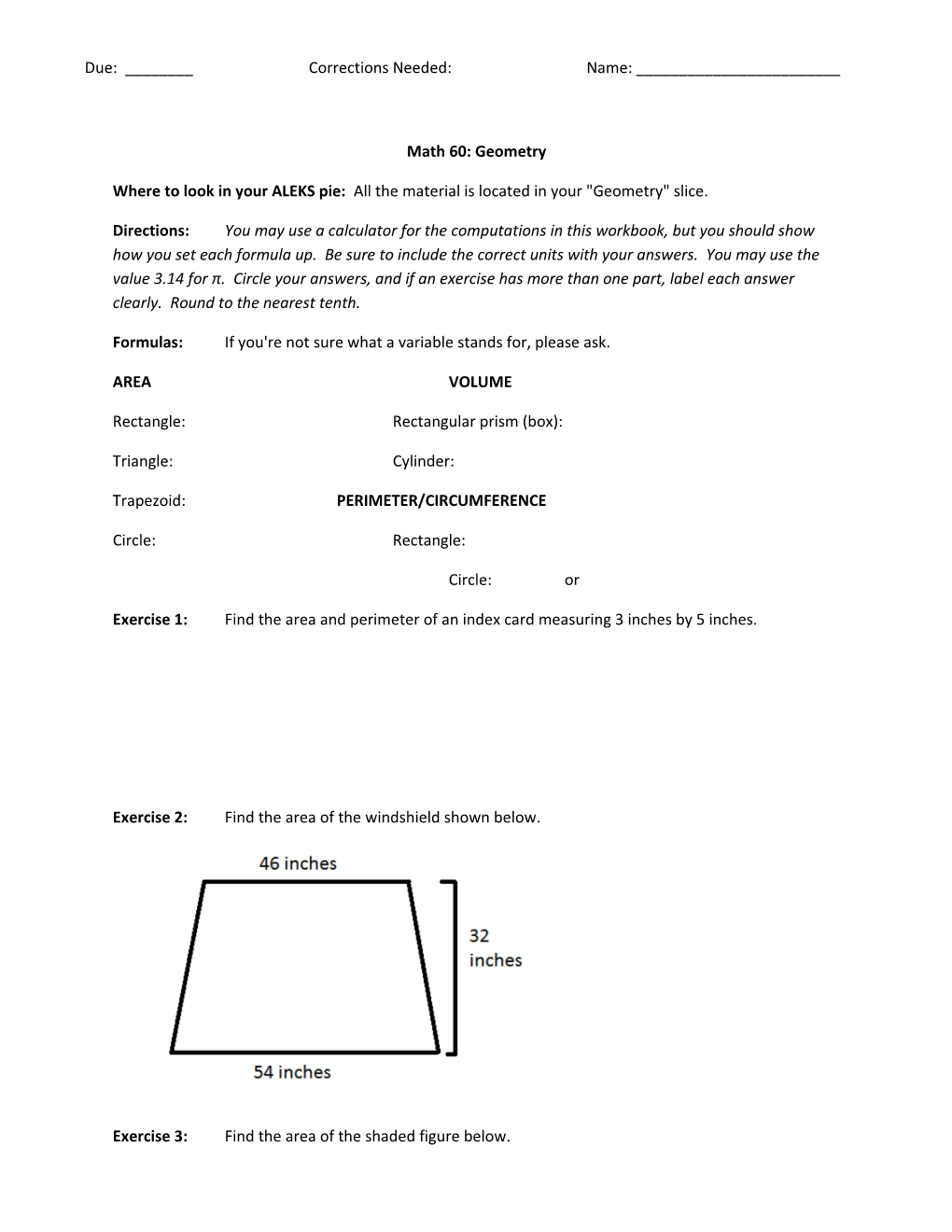 Math 60: Geometry