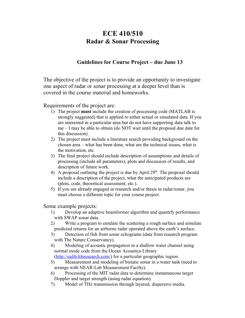 Radar & Sonar Processing