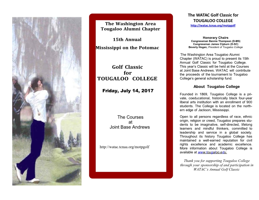 The WATAC Golf Classic for TOUGALOO COLLEGE