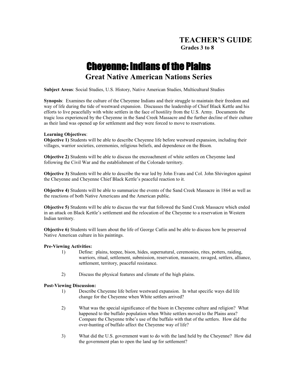 Cheyenne: Indians of the Plains