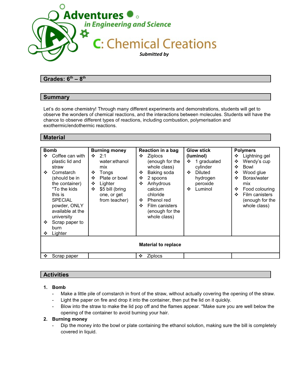 Project Template Headings