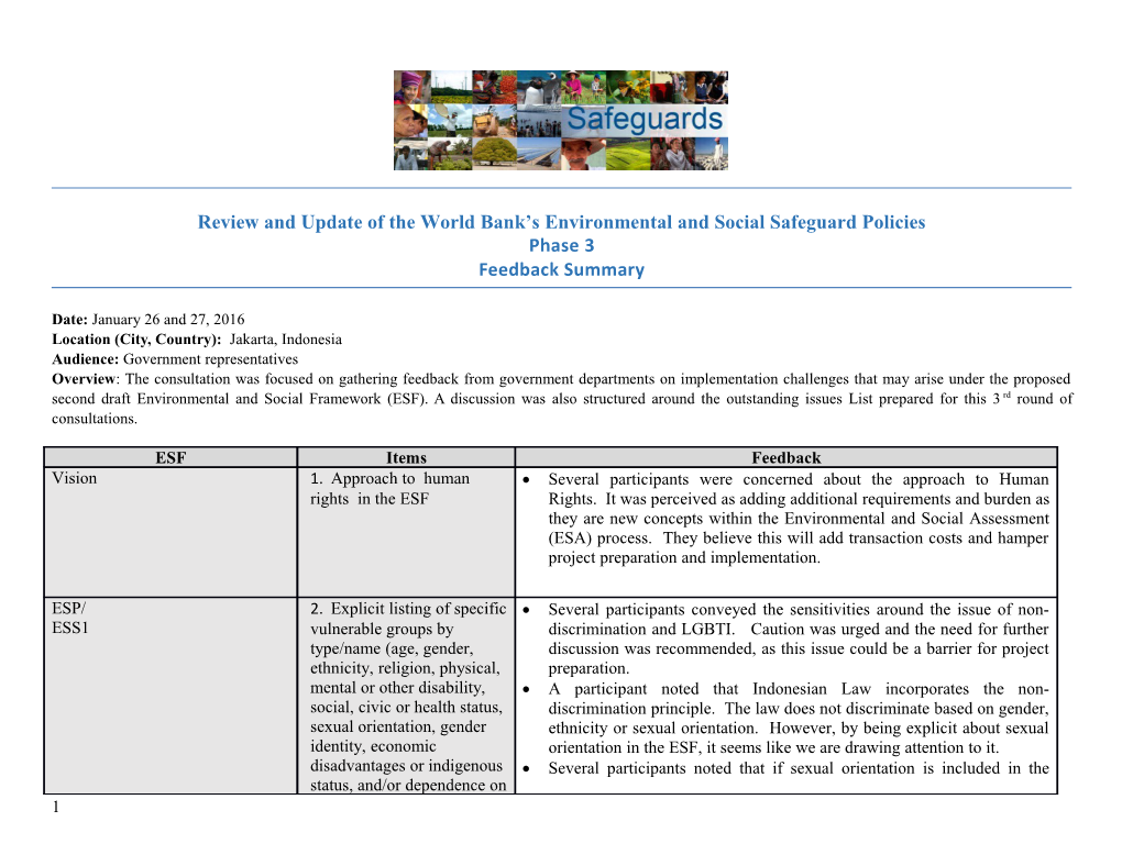 Review and Update of the World Bank S Environmental and Social Safeguard Policies s3