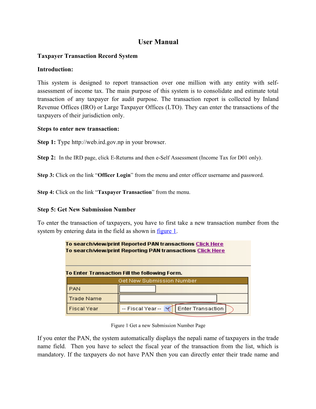 Taxpayer Transaction Record System