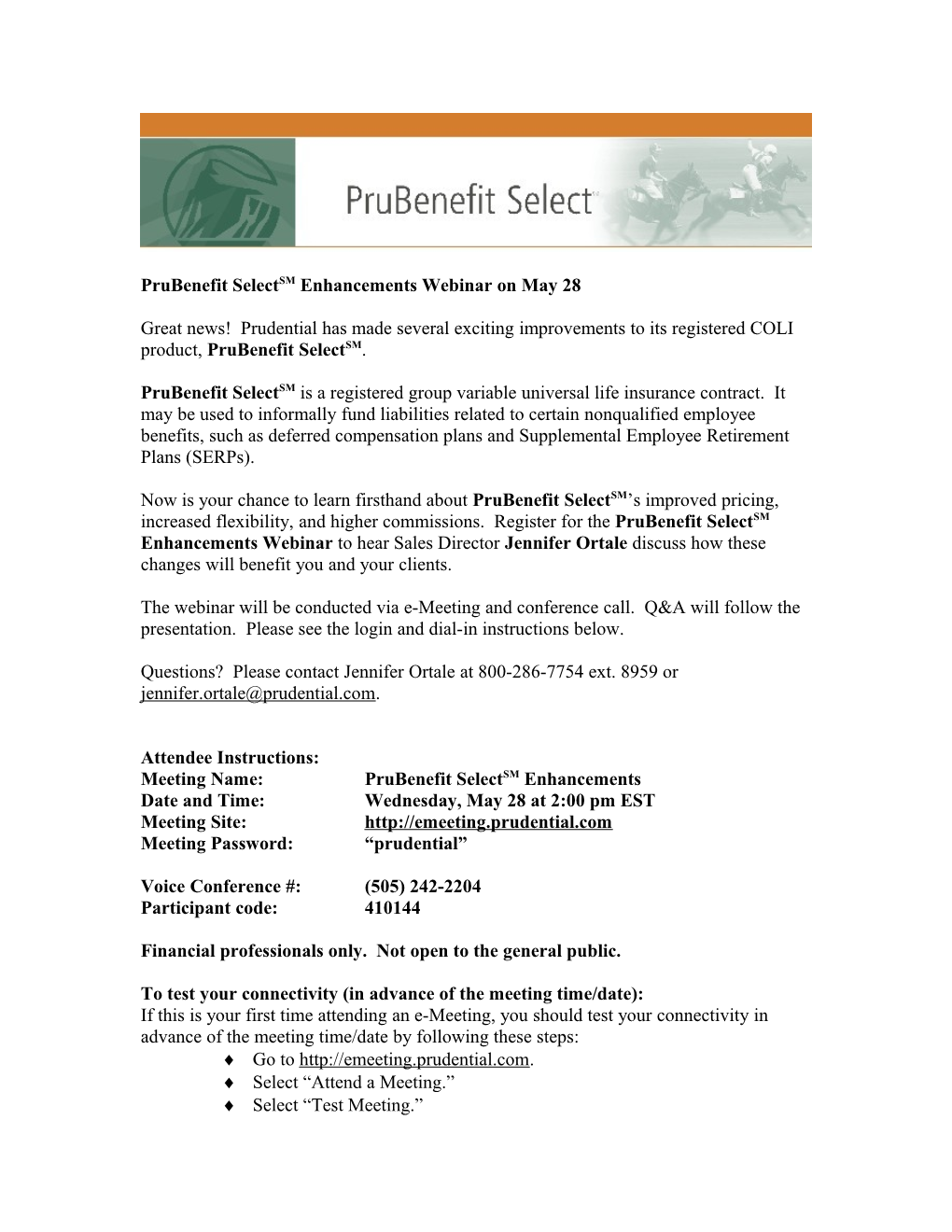 Prubenefit Selectsm Enhancements Webinar on May 28