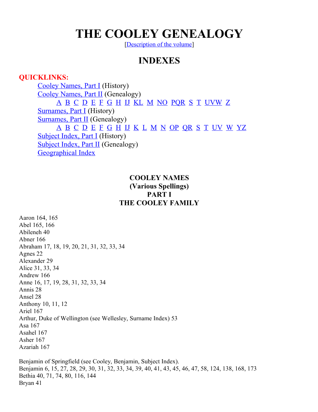 The Cooley Genealogy