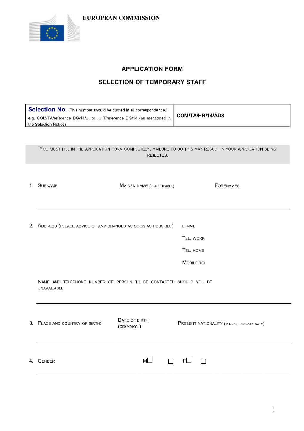 Application Form s52
