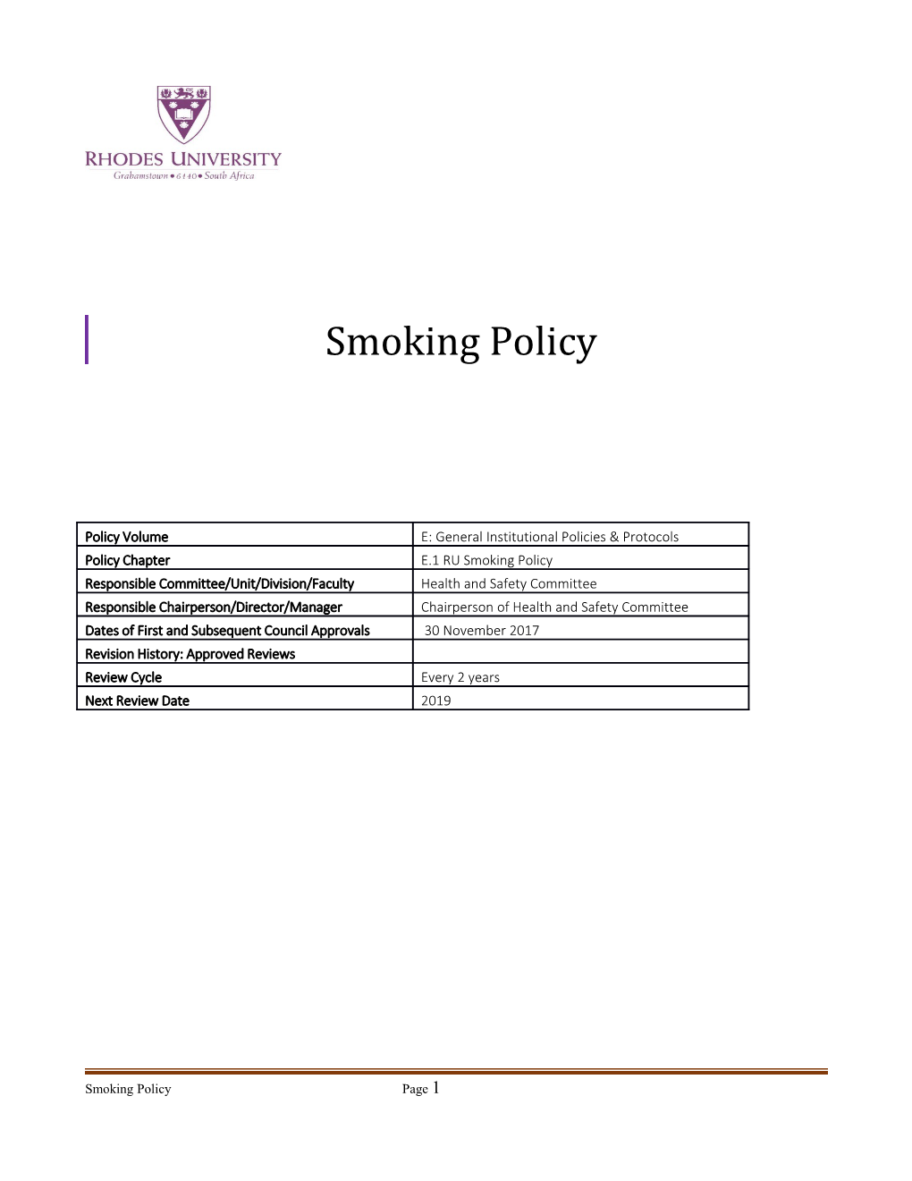 Policy Particulars