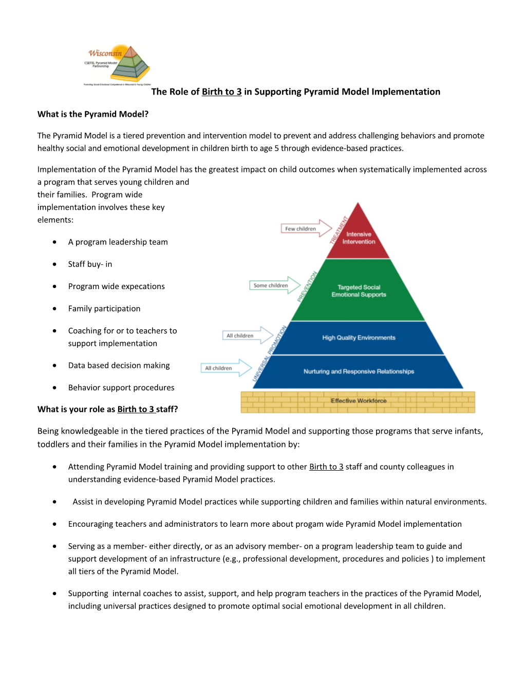 The Role of Birth to 3 in Supporting Pyramid Model Implementation