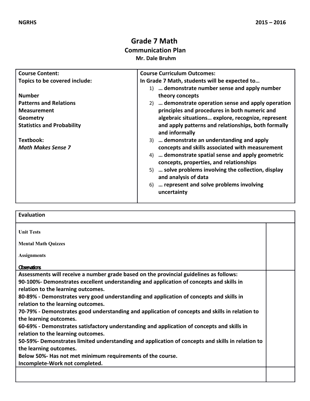 Communication Plan