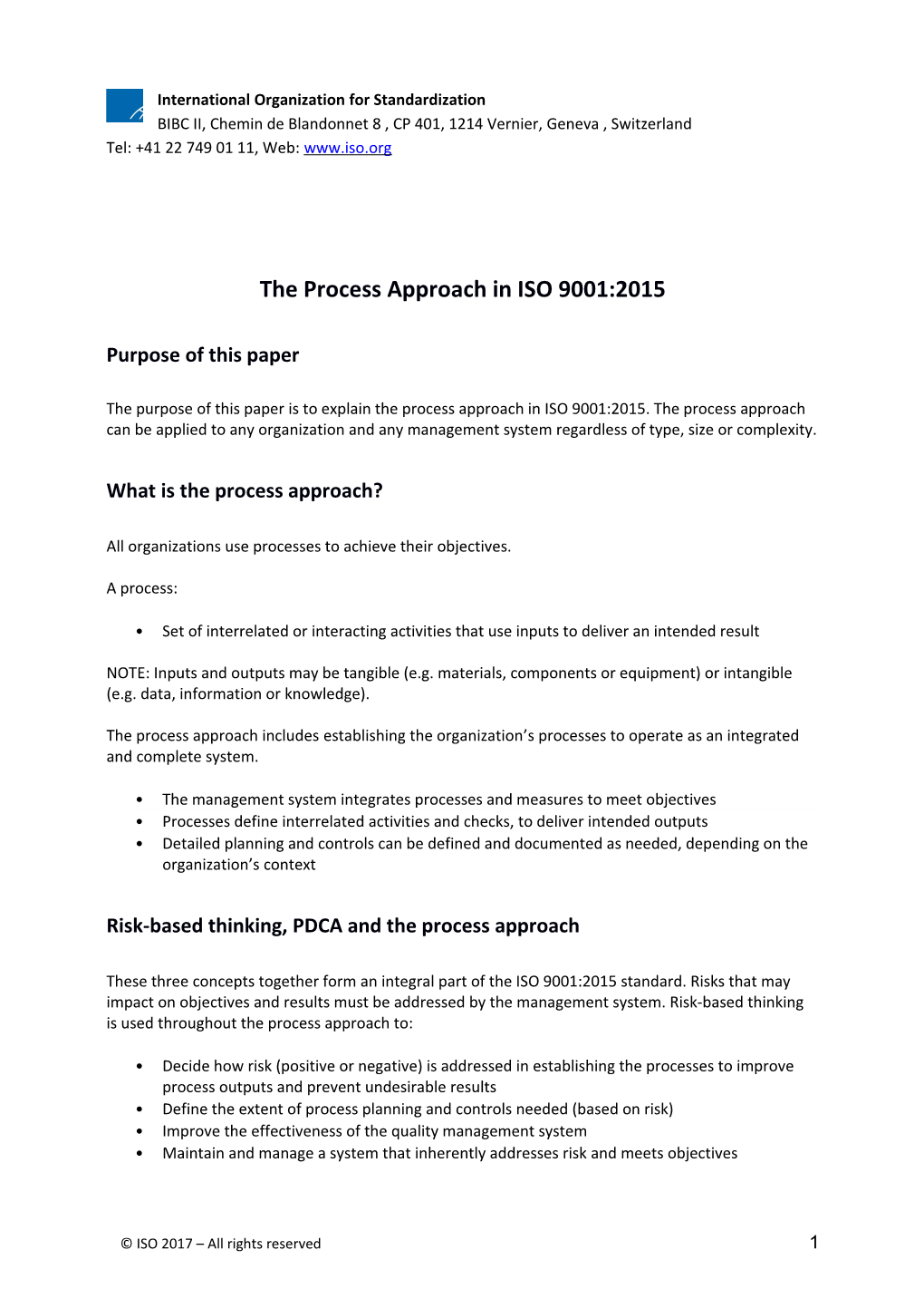 The Process Approach in ISO 9001:2015