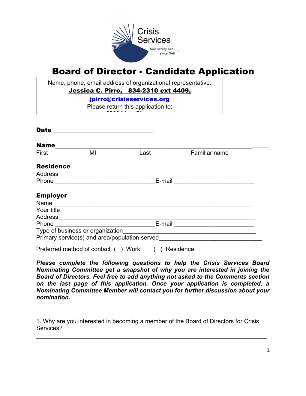 Board of Directors Application