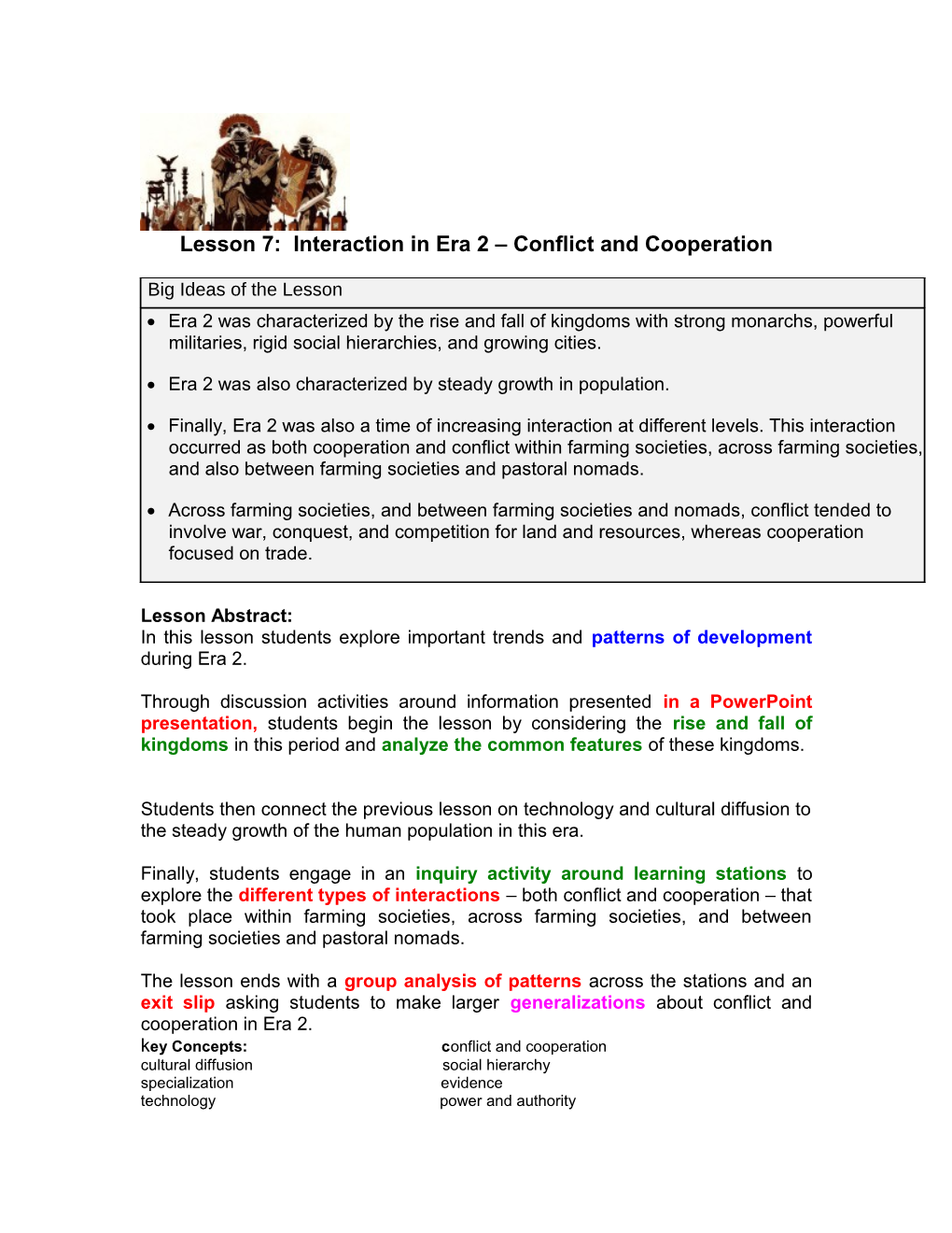 Lesson 7: Interaction in Era 2 Conflict and Cooperation s1