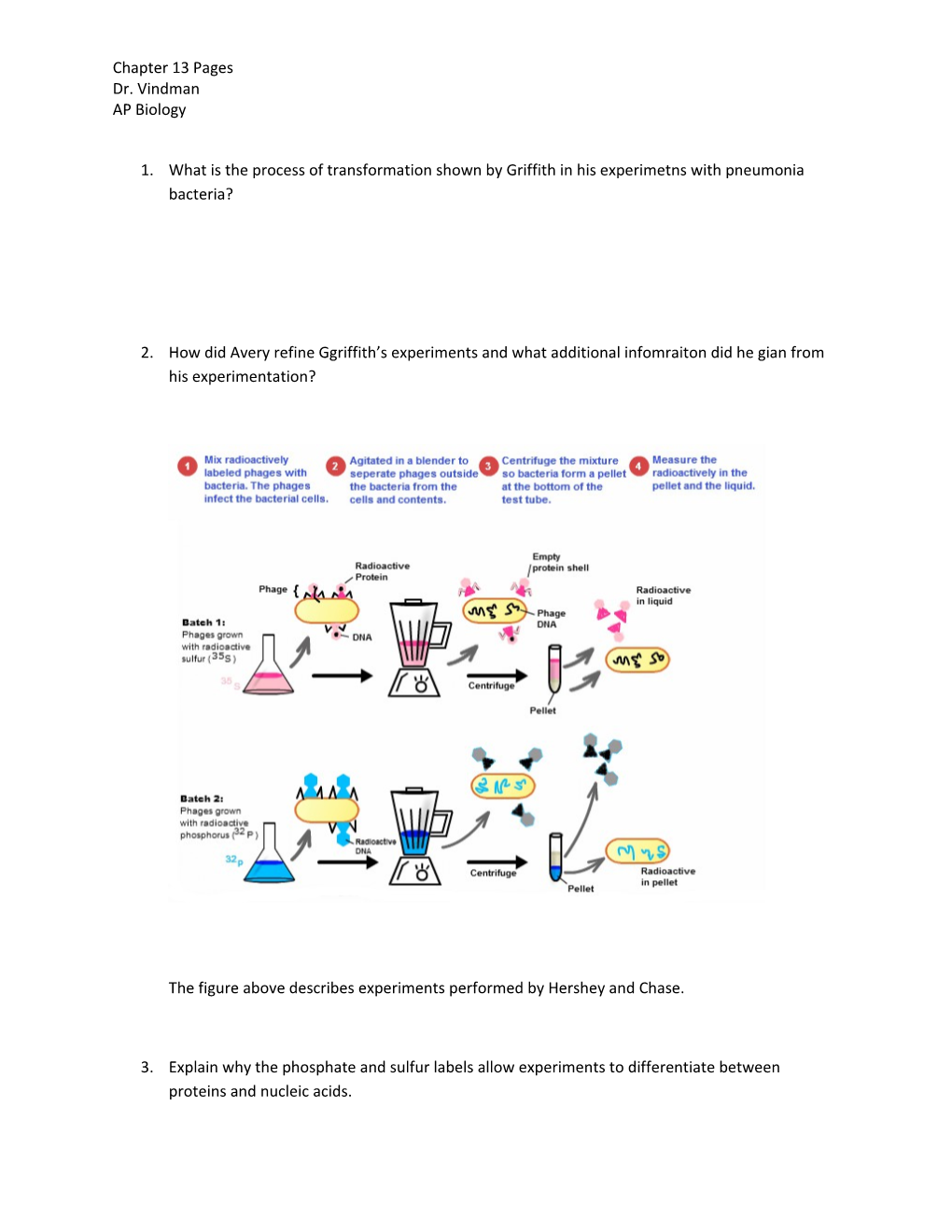 1. What Is the Process of Transformation Shown by Griffith in His Experimetns with Pneumonia