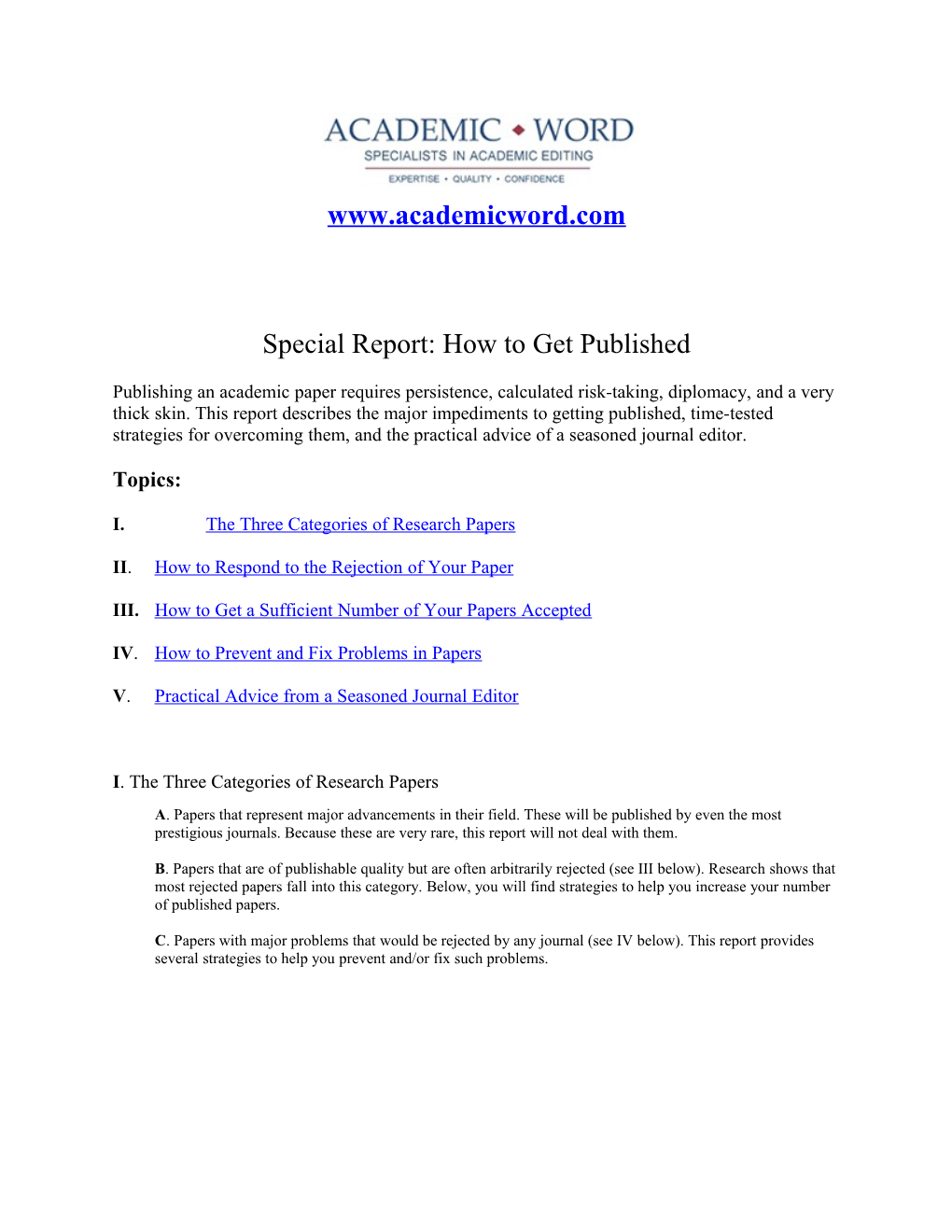 Special Report: How to Get Published